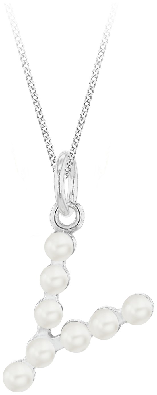 Revere Sterling Silver Y Initial Freshwater Pearl Pendant 