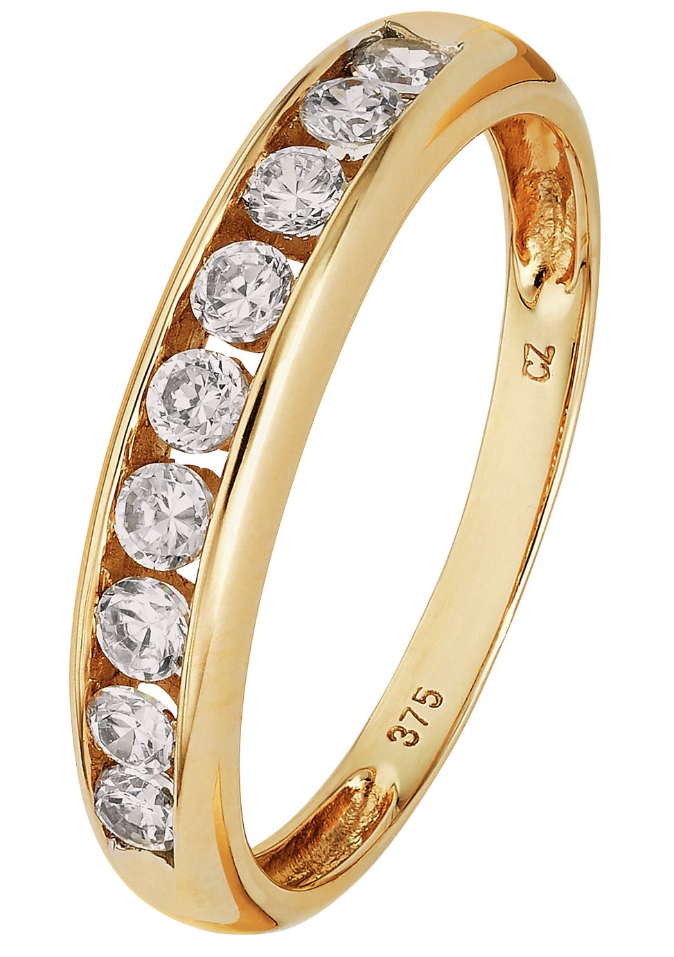 Revere 9ct Gold Cubic Zirconia 9 Stone Eternity Ring - I