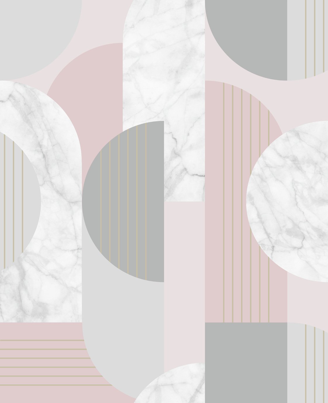 Sublime Art Deco Blush Pink Geo Wallpaper