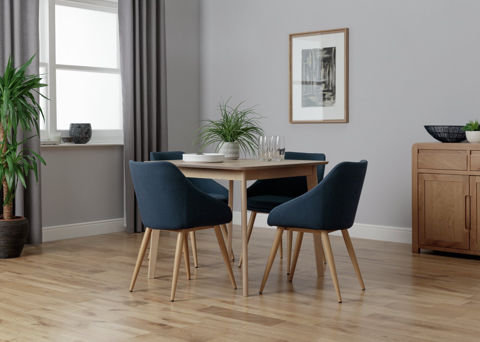 Argos Home Skandi Oak Veneer Dining Table & 4 Blue Chairs Review