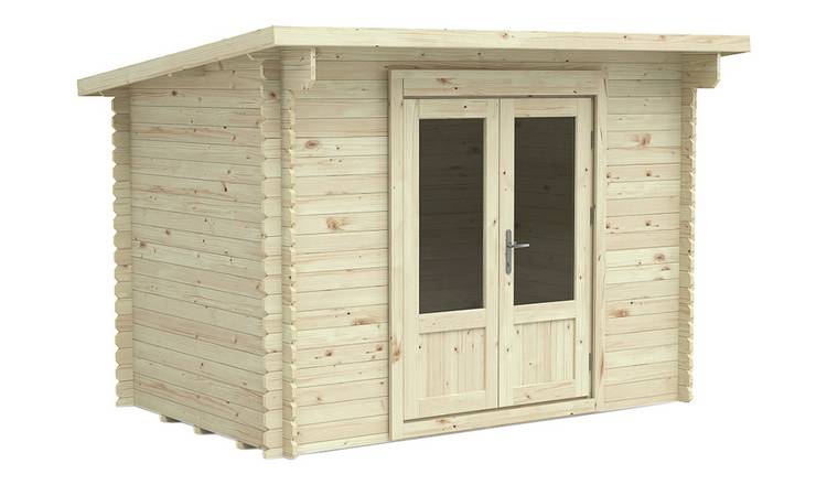 Forest Harwood Log Cabin Pent Roof - 10 x 7ft