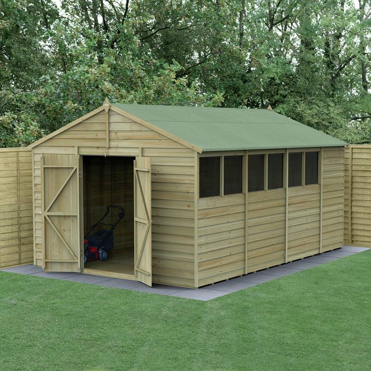 Forest 4Life Overlap Pressure Treated Apex Shed - 10 x 15ft 0