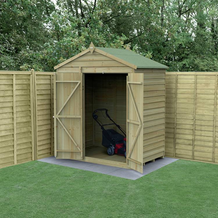 Forest Wooden Overlap Windowless Apex Garden Shed - 6 x 4ft 0