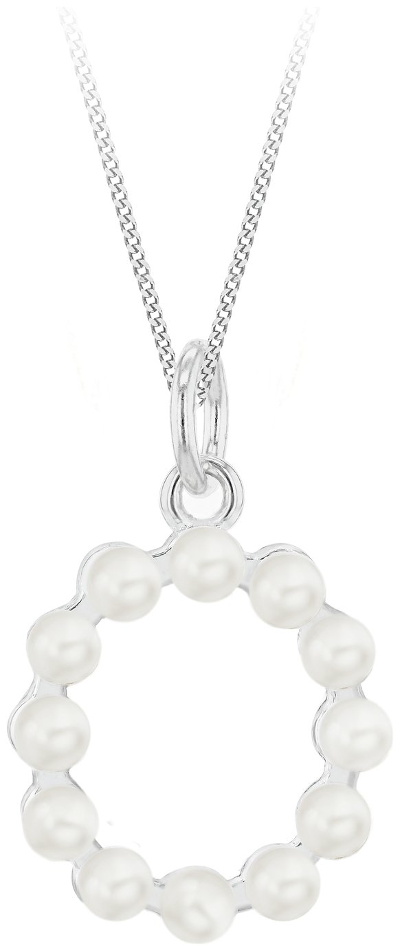 Revere Sterling Silver O Initial Freshwater Pearl Pendant 