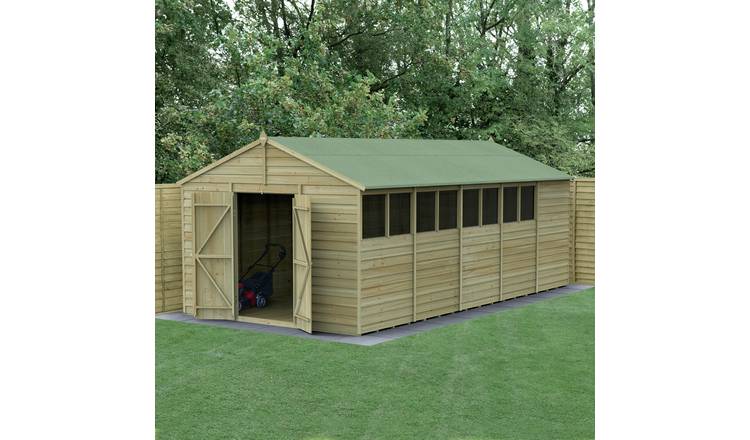 Forest 4Life Overlap Pressure Treated Apex Shed - 10 x 20ft