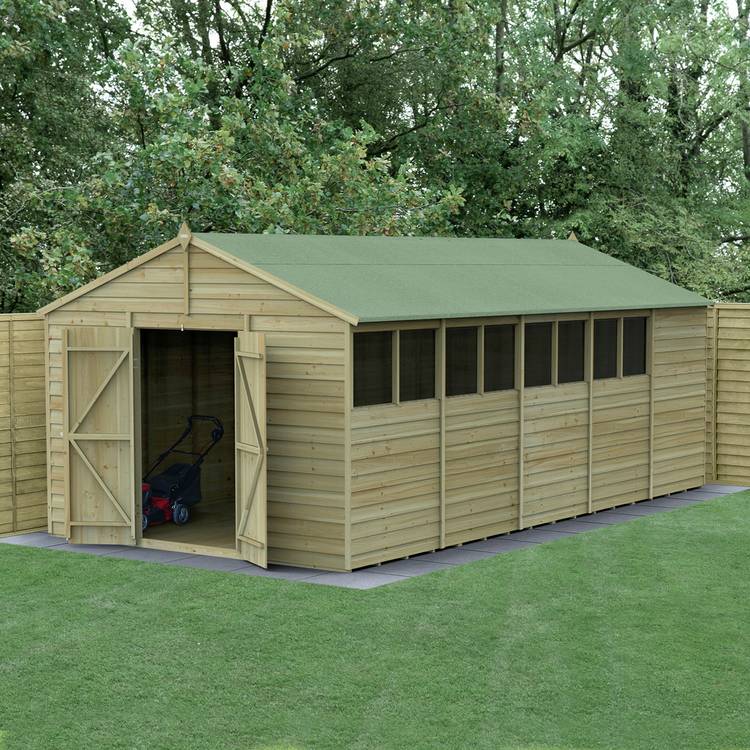 Forest 4Life Overlap Pressure Treated Apex Shed - 10 x 20ft 0