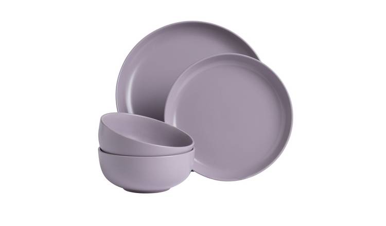 Buy Habitat Matte Glaze 12 Piece Stoneware Dinner Set Lilac