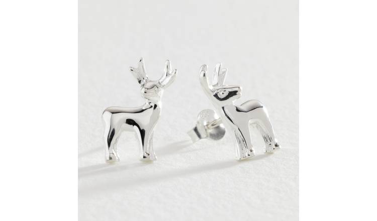 Revere Sterling Silver Reindeer Stud Earrings