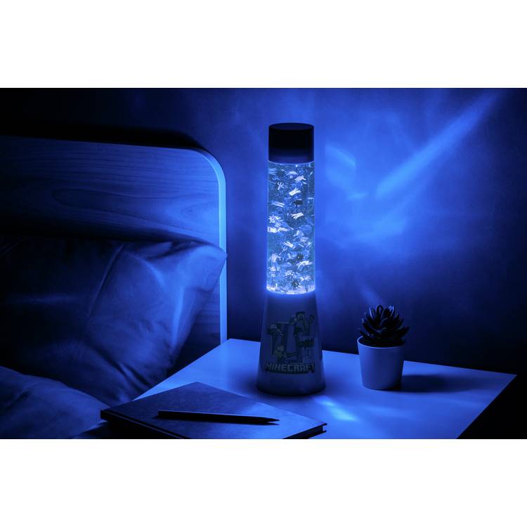 Microsoft Minecraft Kids LED Glitter Flow Lamp- Blue & Clear 0