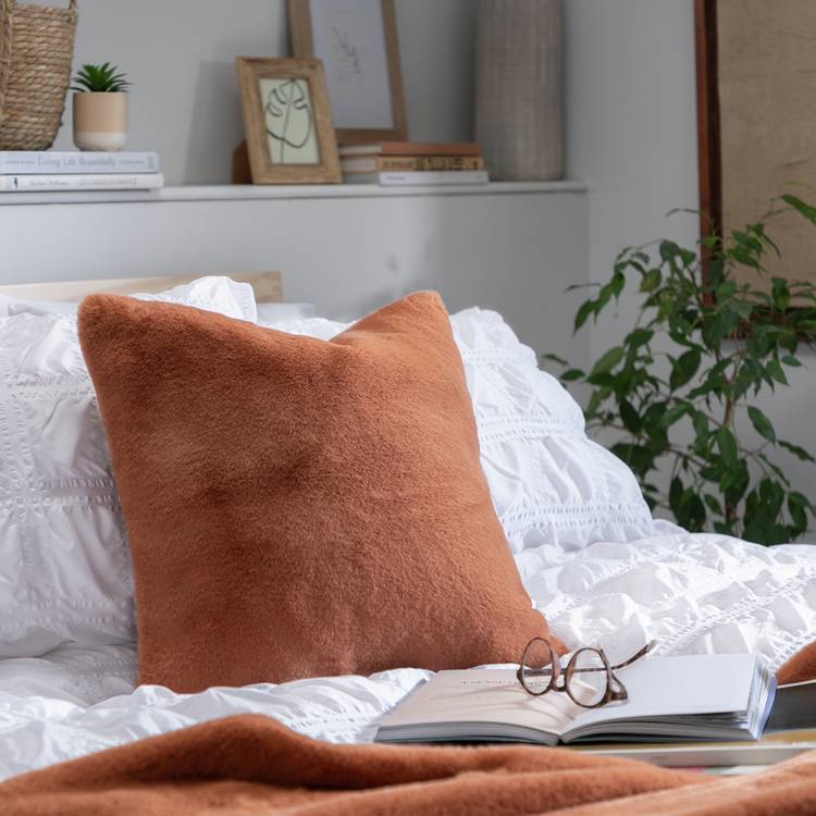 Habitat Faux Fur Cushion - Cinnamon - 43x43cm 0