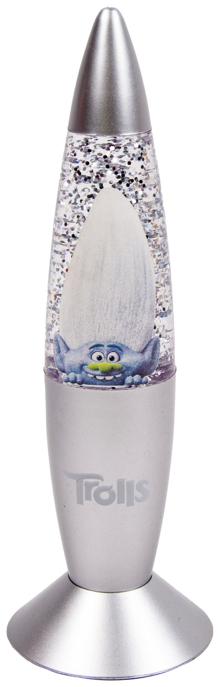 Trolls Glitter Colour Changing LED Lava Lamp- Chrome & Clear