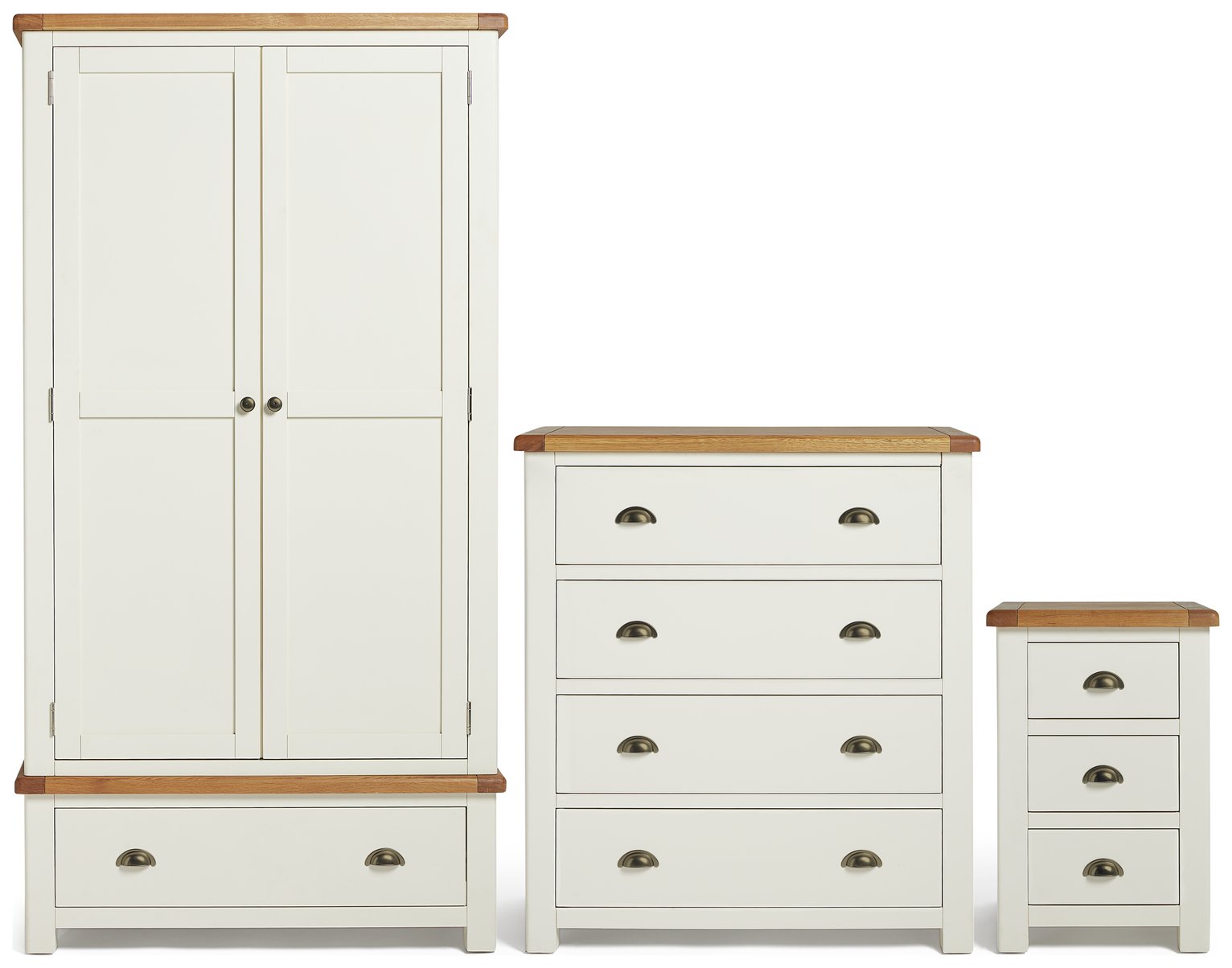 Habitat Kent 3 Piece 2 Door Wardrobe Set - Cream and Oak