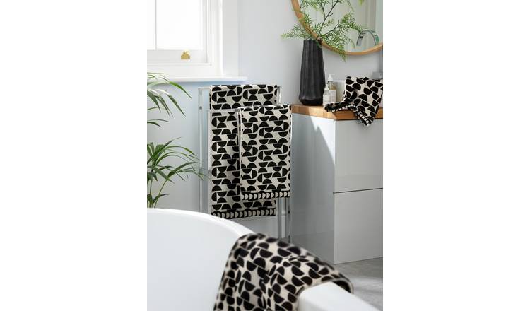 Habitat Geo 2 Pack Hand Towel - Black & White