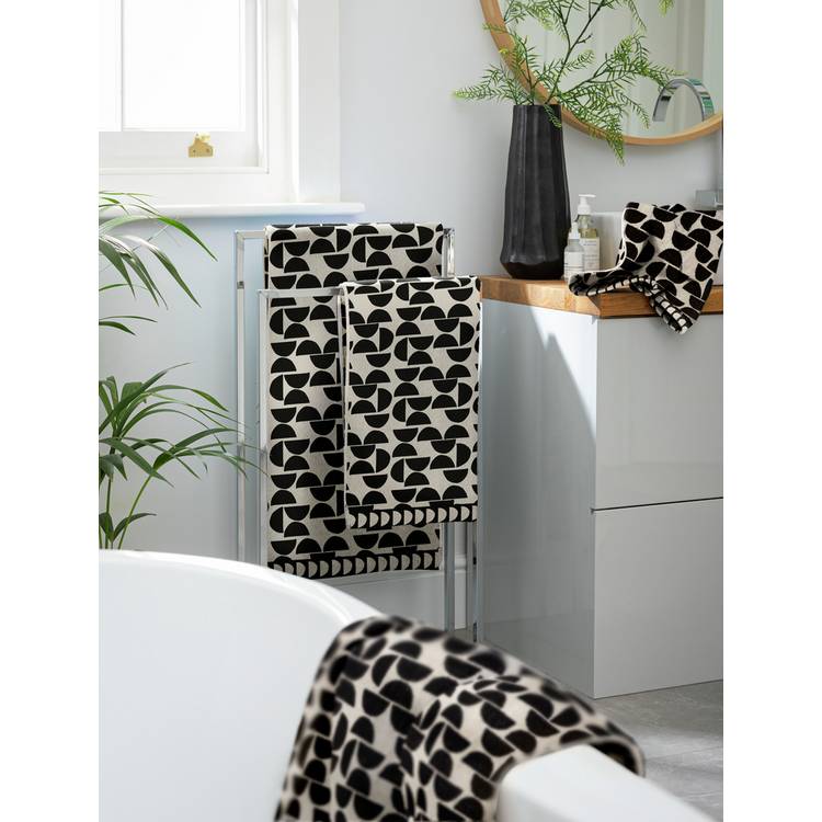 Habitat Geo 2 Pack Hand Towel - Black & White 0