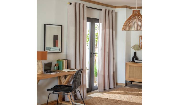 Habitat Brushed Thermal Eyelet Curtains - Oatmeal