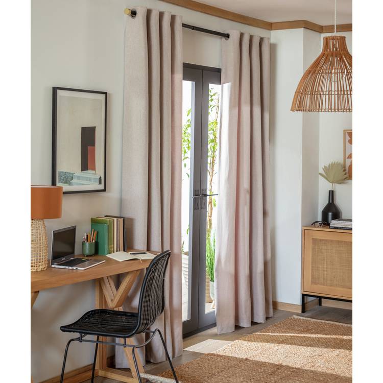 Habitat Brushed Thermal Eyelet Curtains - Oatmeal 0