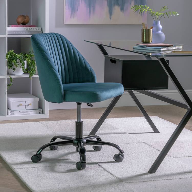 Habitat Nori Velvet Office Chair - Blue 0