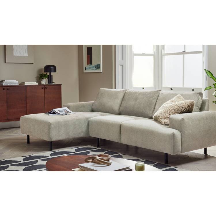 Habitat Julien Velvet Left Hand Corner Chaise Sofa-Parchment 0