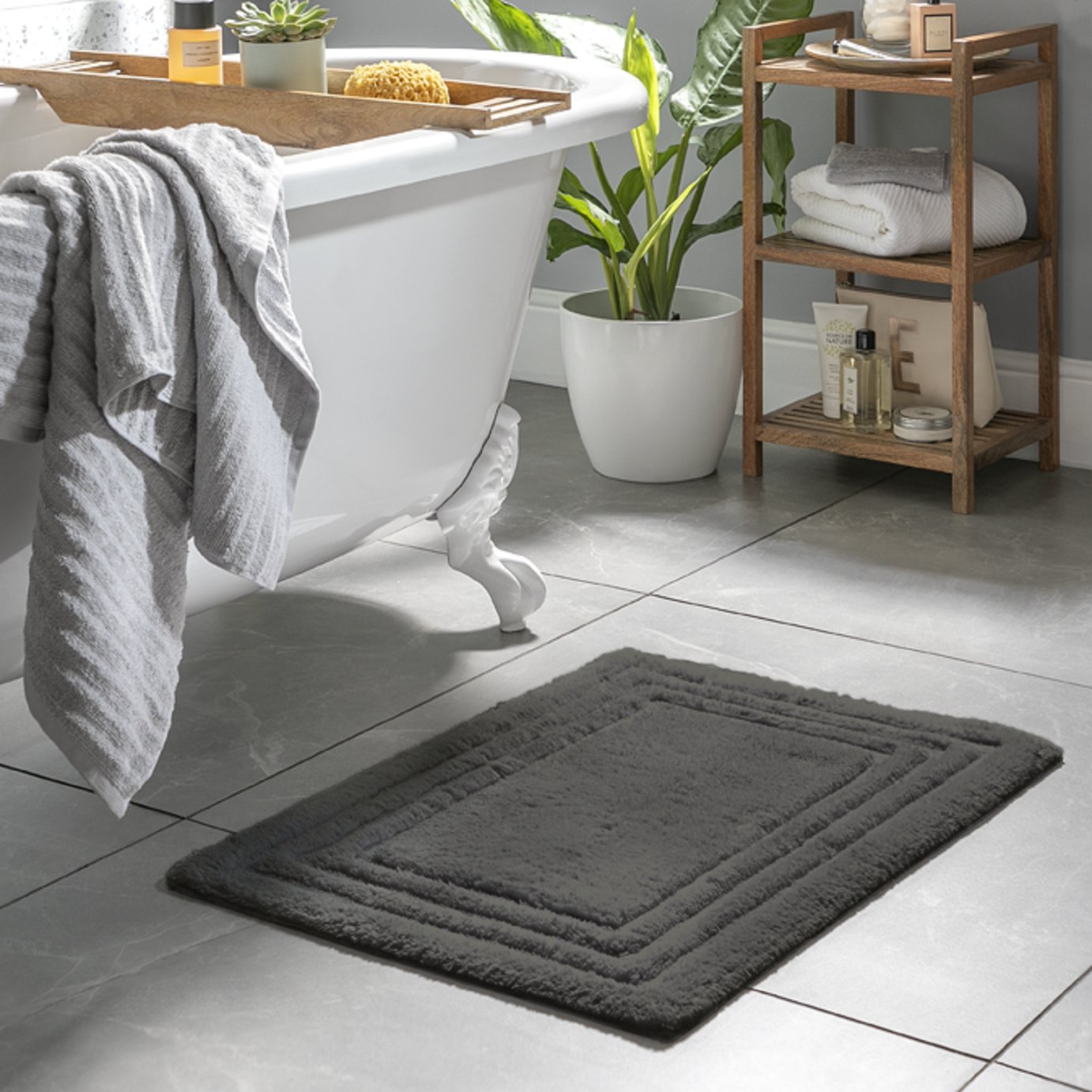 Habitat Deep Pile Small Shower Mat - Slate