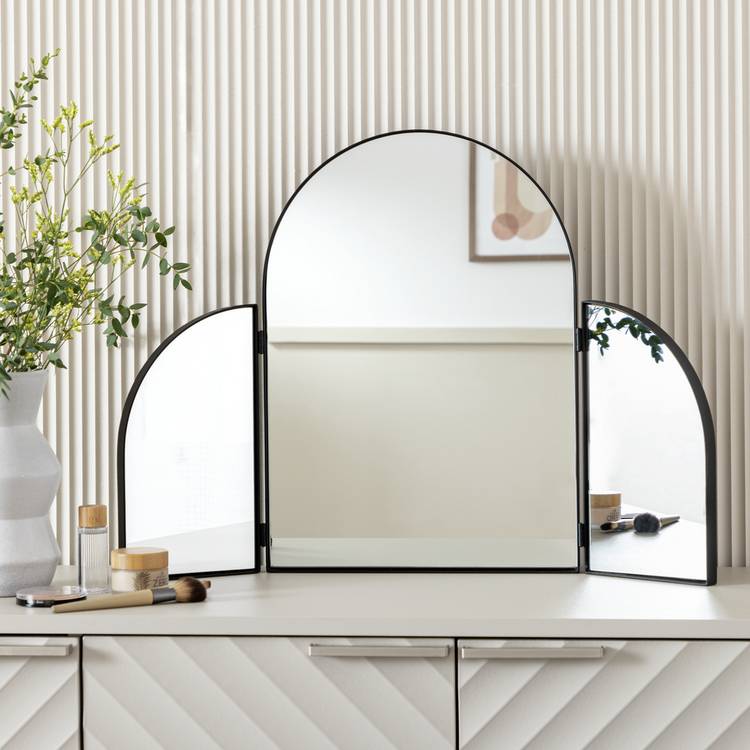 Habitat Black Folding Arch Dressing Table Mirror - 70x50cm 0