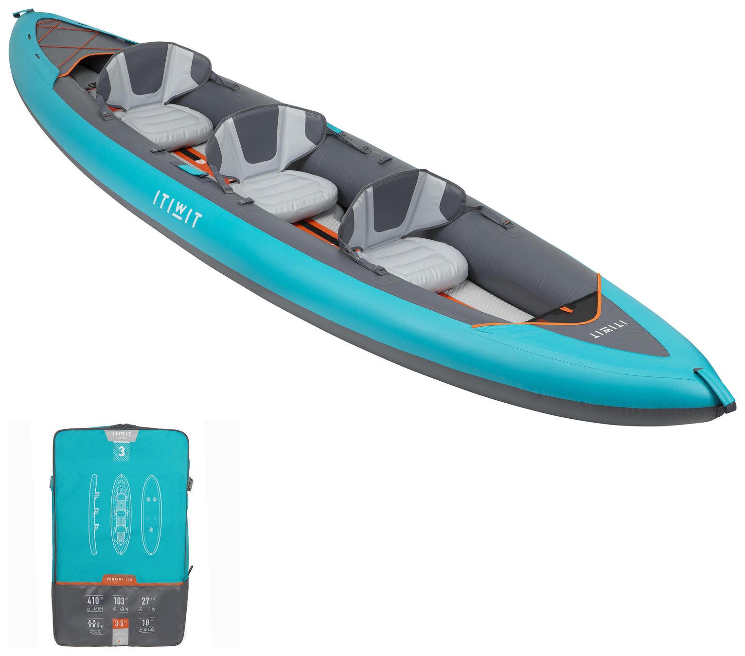 Decathlon X100 L 3 Person Inflatable Kayak