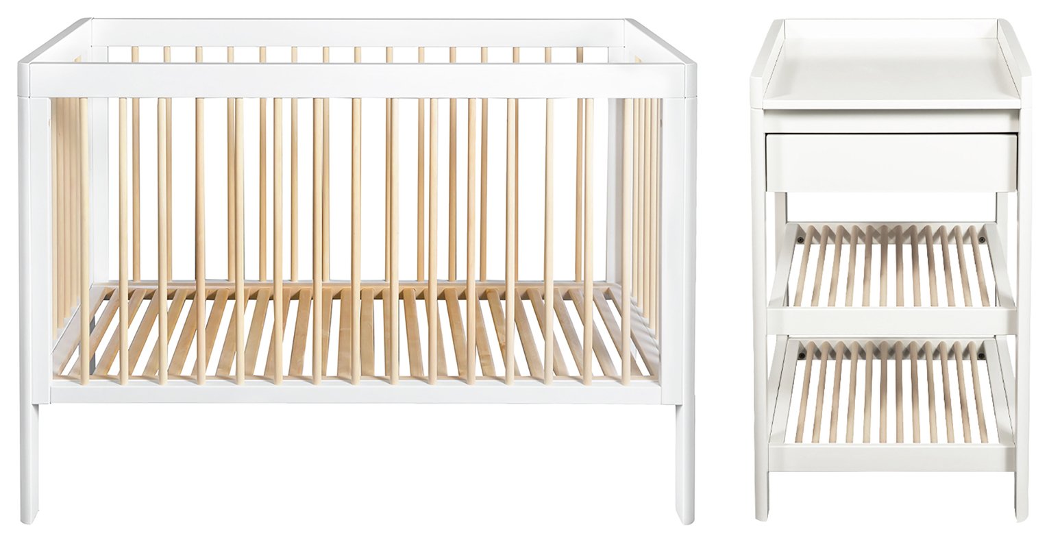 Troll Lukas 2Pc Cot Bed & Changing Table Nursery Set - White