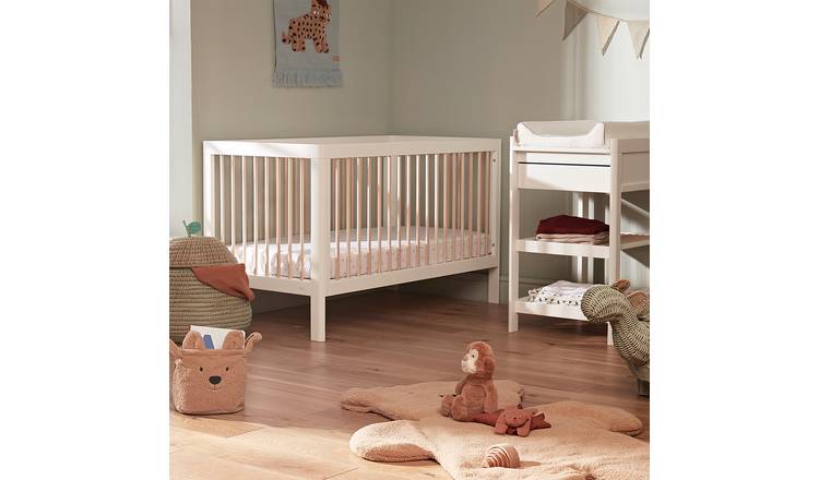 Troll Lukas 2Pc Cot Bed & Changing Table Nursery Set - White