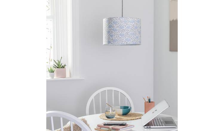 Habitat White & Blue Floral Easy Fit Drum Lampshade - 30cm