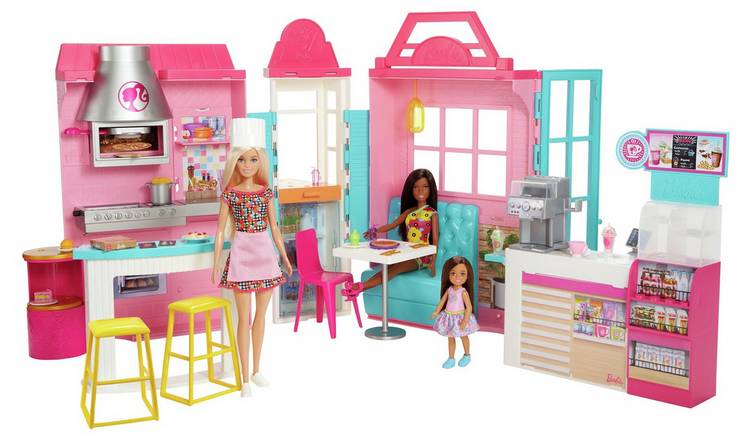  Barbie Doll & Playset, Cook 'n Grill Restaurant with Pizza Oven  & 30+ Pieces Including Furniture & Kitchen Accessories : Toys & Games