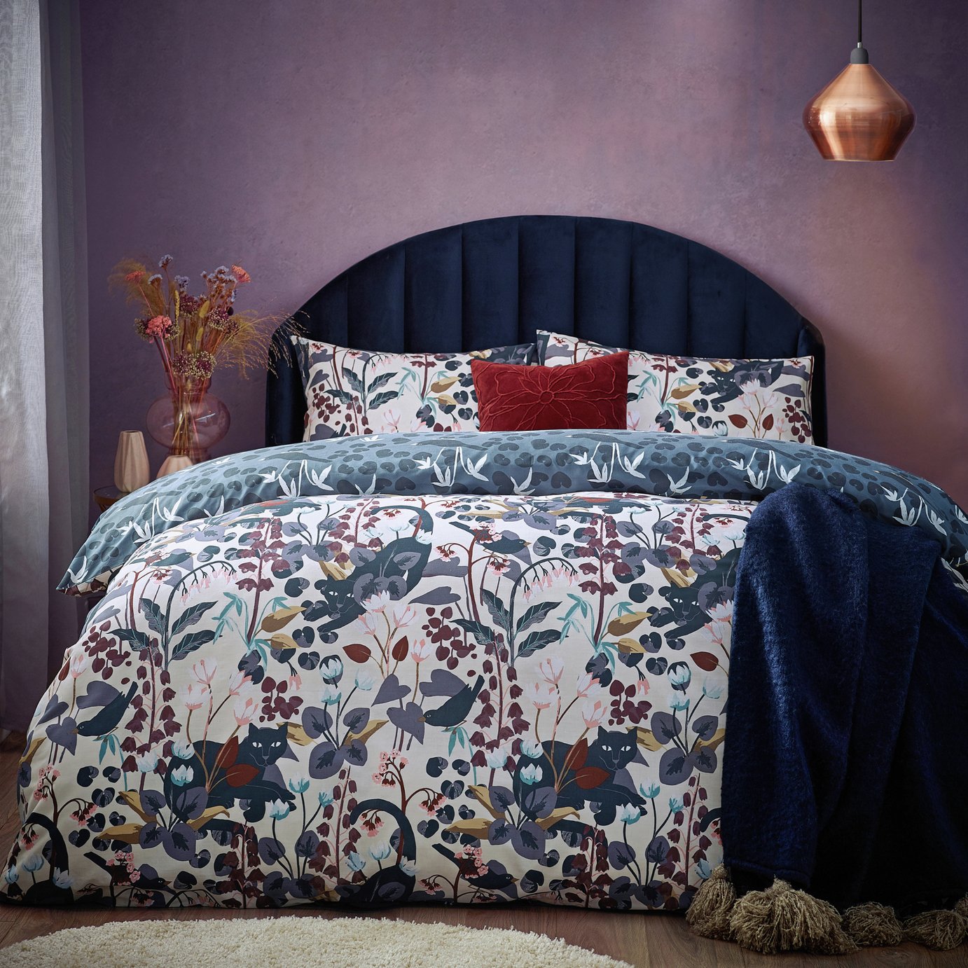 Furn Midnight Panther Blue Bedding Set - Single