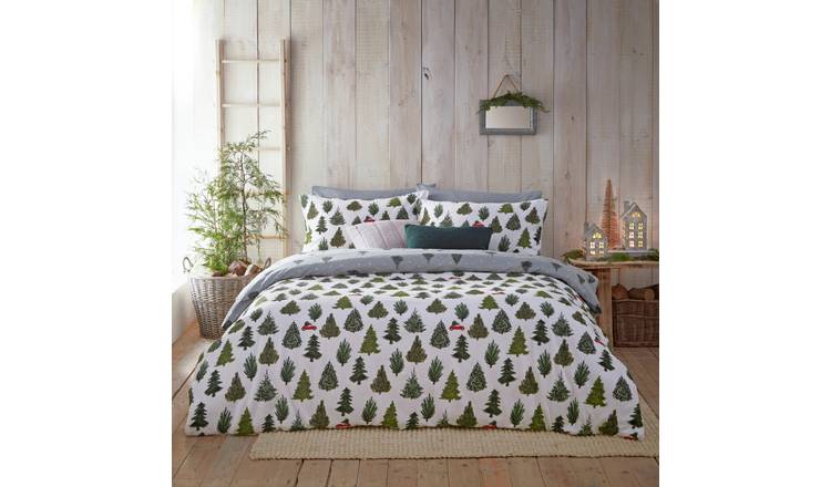 furn. Cotton Christmas Evergreen Pine Bedding Set - King