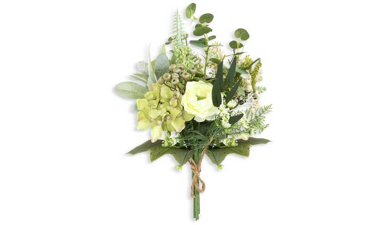 Habitat Artificial White Hydrangea Bouquet - 30cm