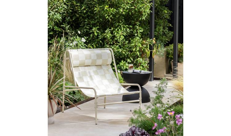 Buy Habitat Teka Metal Garden Chair - Cream & White | Garden chairs and sun loungers | Habitat