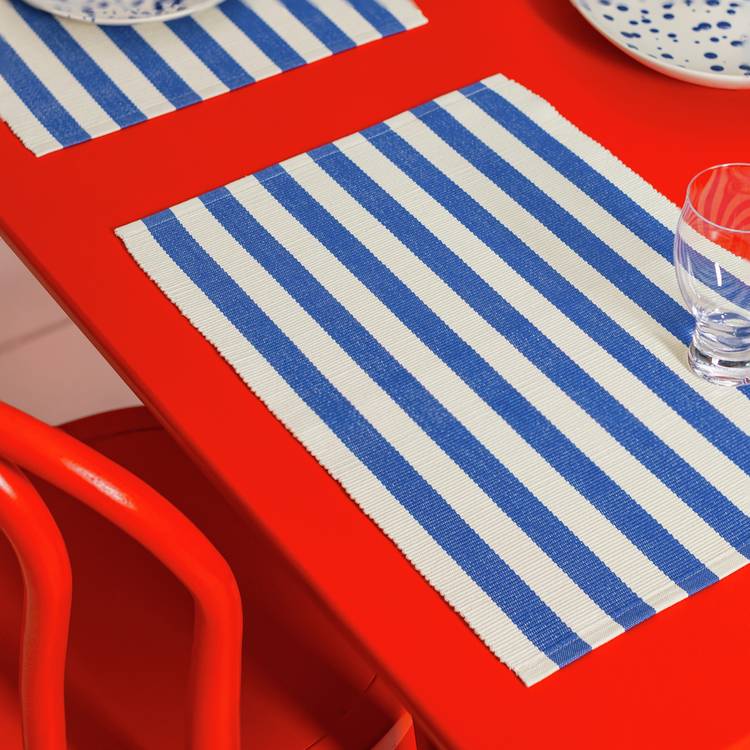 Habitat 60 Maubec Stripe Ribbed Set of 4 Placemats - Blue 0