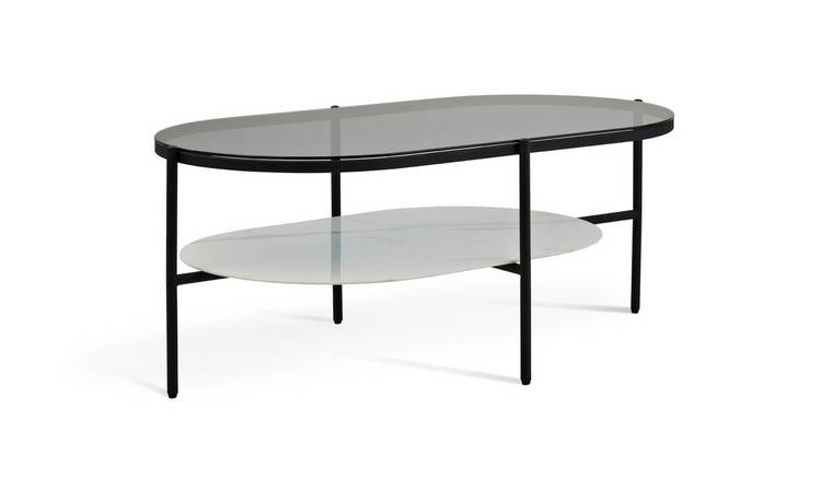 Asymmetrical glass deals coffee table