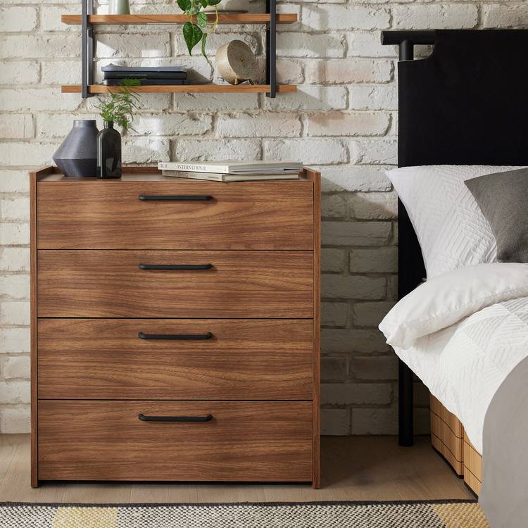 Habitat Oldham Wide 4 Drawer Chest - Walnut 0