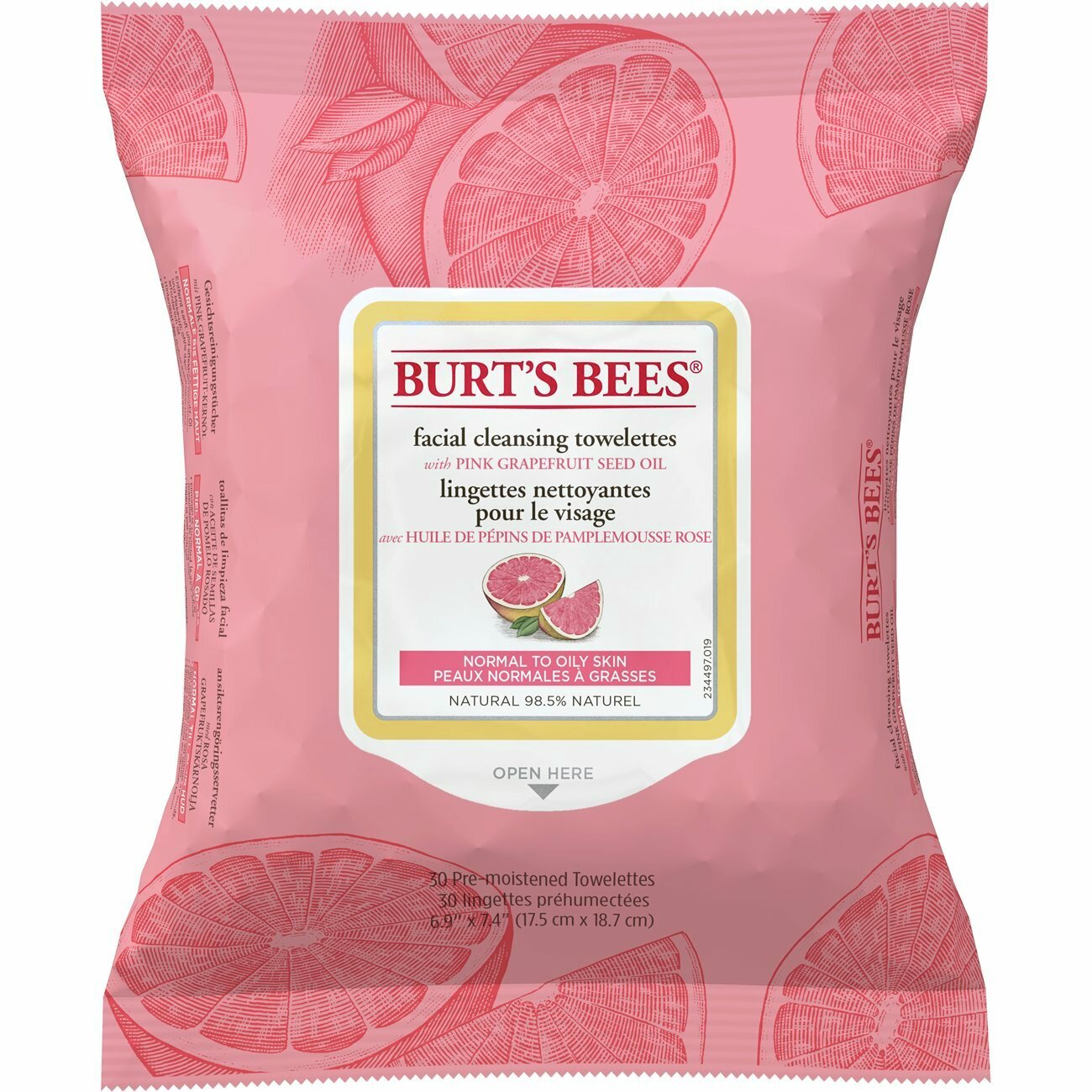 Burt's Bees Pink Grapefruit Facial Cleansing Wipes - 30pk