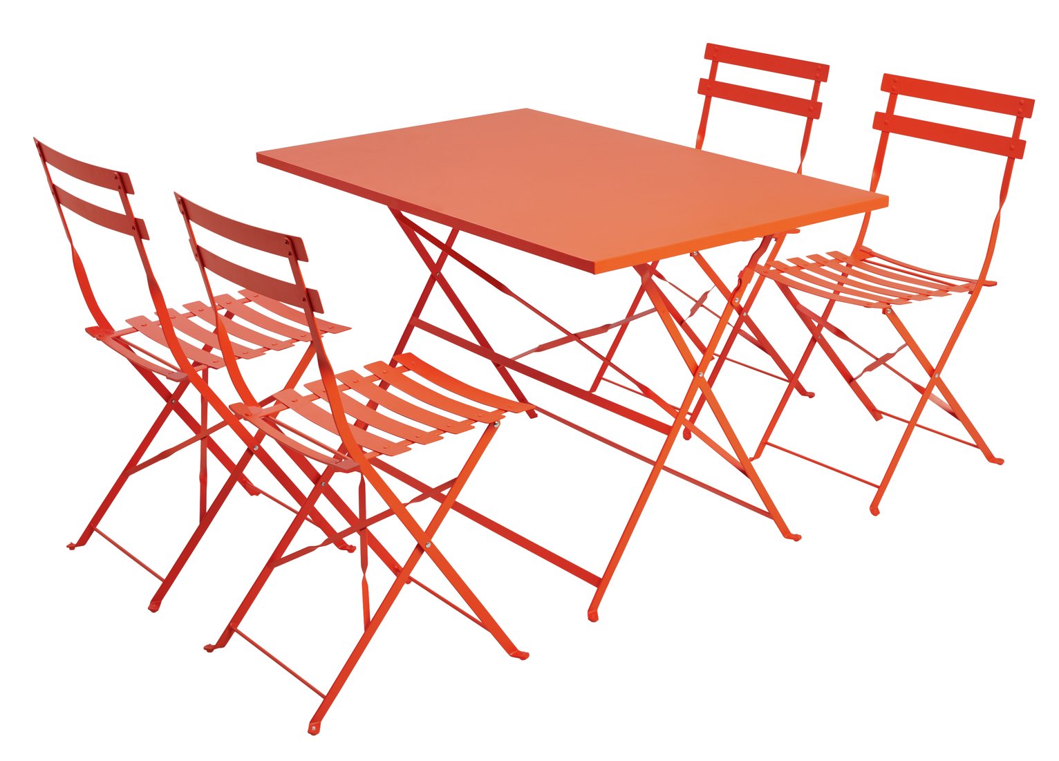 Habitat Eve 4 Seater Folding Metal Patio Set - Orange