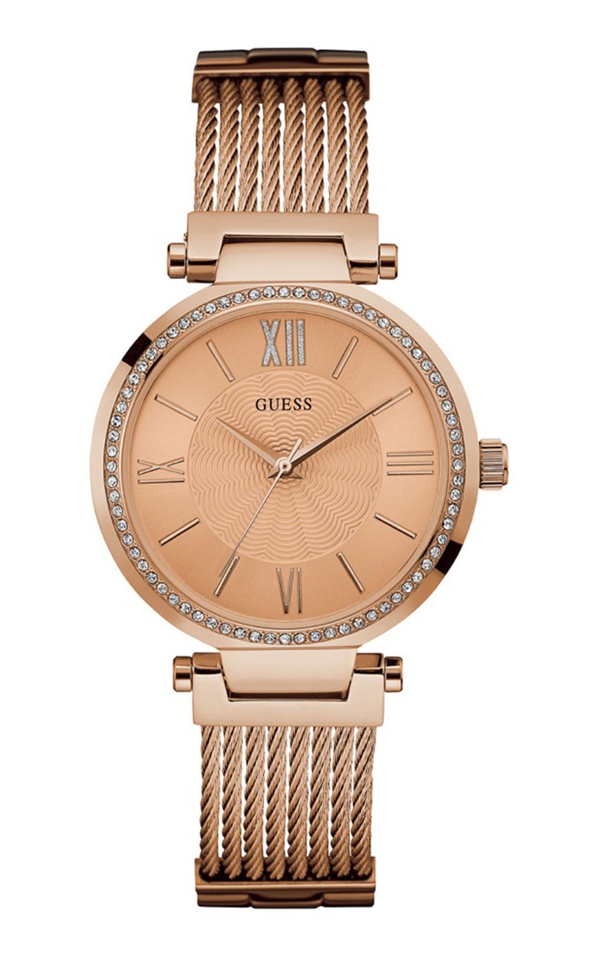 Guess Ladies Soho Rose Gold Plated Mesh Strap Watch