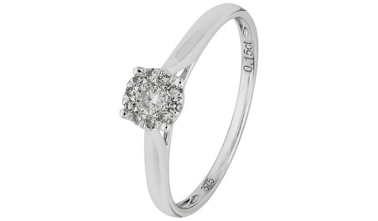 Revere 9ct White Gold 0.15ct Diamond Engagement Ring - O