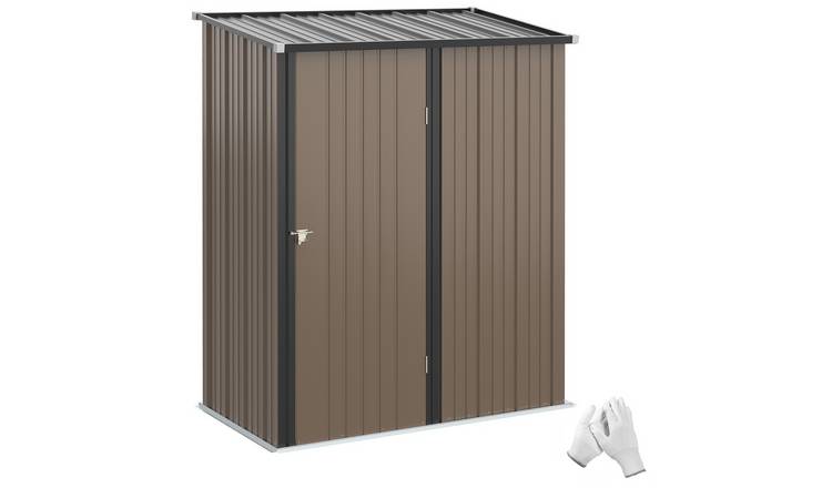 Outsunny Metal Garden Shed with Single Lockable Door - Brown