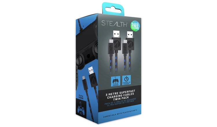 Buy STEALTH PS4 3m Superfast Twin Play & Charge Cables, PS4 accessories