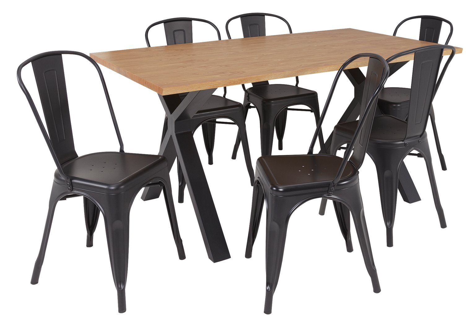 Argos Home Loft Living Wood Veneer Table & 6 Black Chairs Review