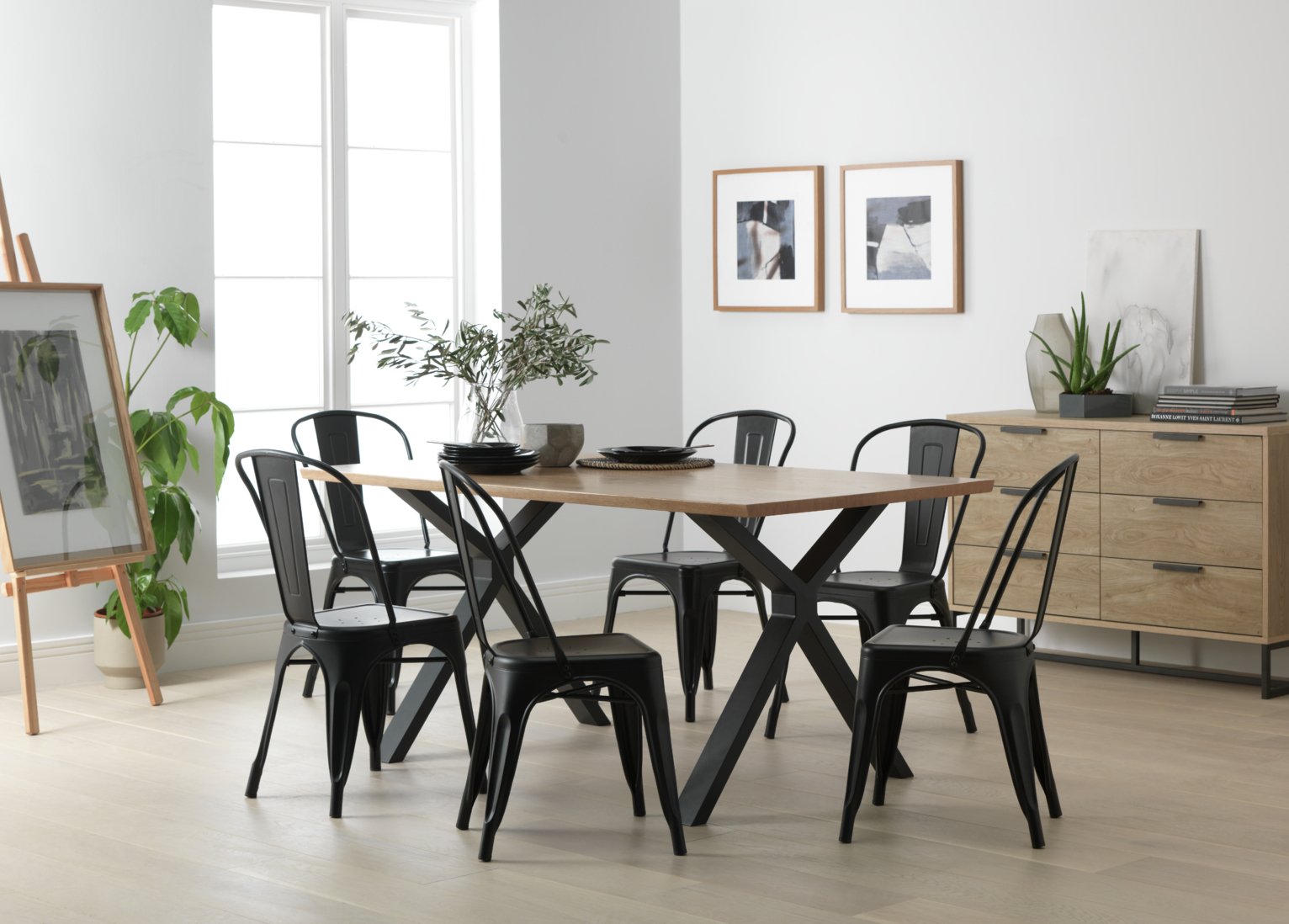 Argos Home Loft Living Wood Veneer Table & 6 Black Chairs Review