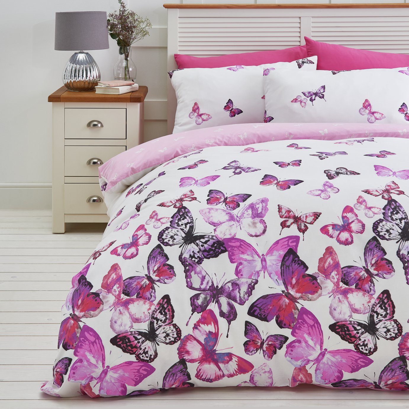 Argos Home Trailing Butterflies Pink Bedding Set - Single