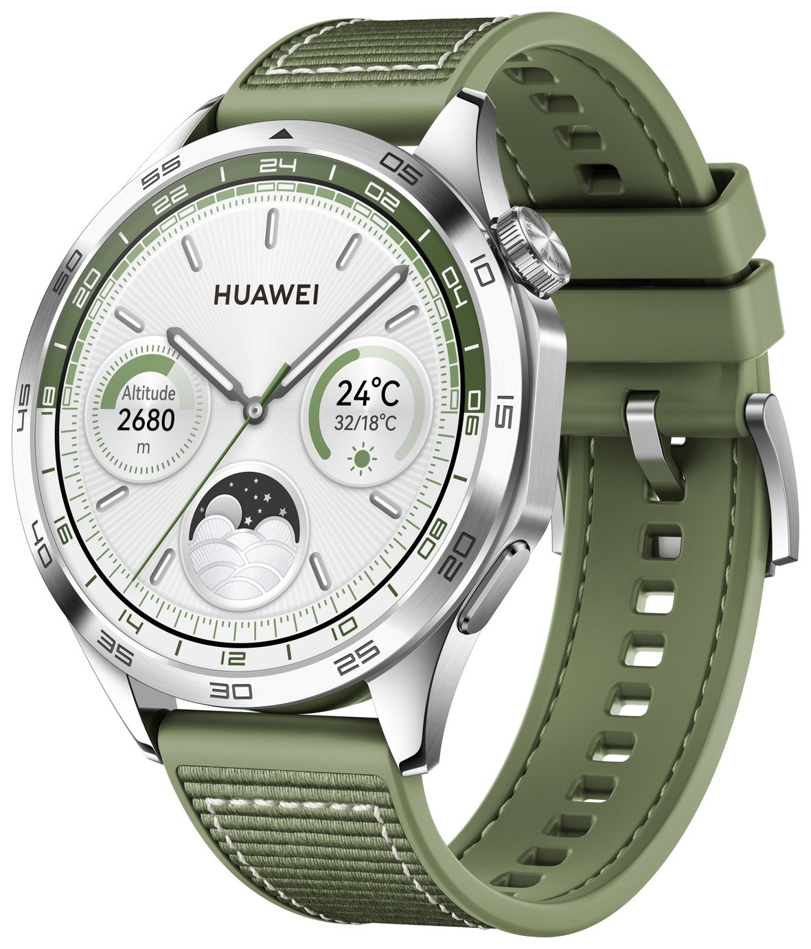 HUAWEI Watch GT 4 46mm Smart Watch - Green Woven Strap