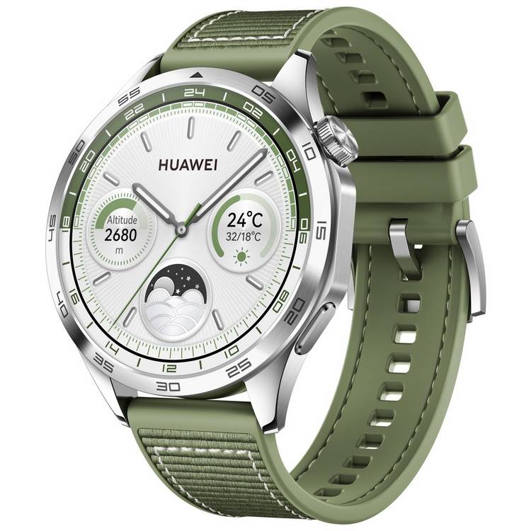 HUAWEI Watch GT 4 46mm Smart Watch - Green Woven Strap 0