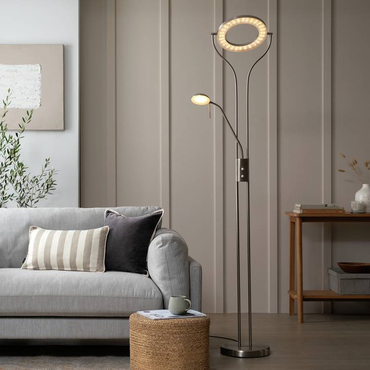 Argos Home Father & Child LED Uplighter Floor Lamp - Chrome 0