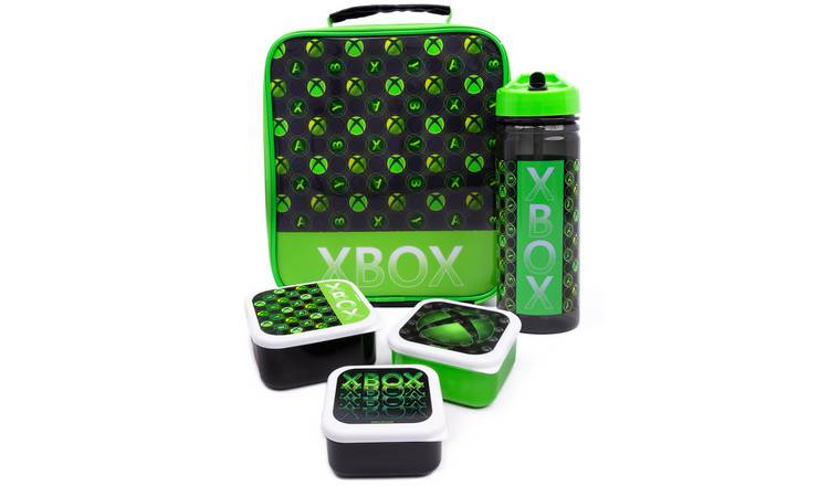 Xbox Kids Boys Lunch Bag Bottle and 3 Snack Pot - Green