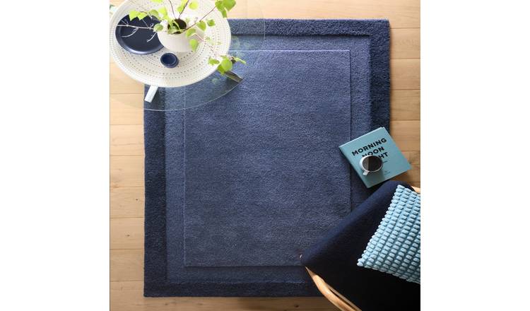 Mega Flooring Blue Modern Bordered Rug - 160 x 230cm